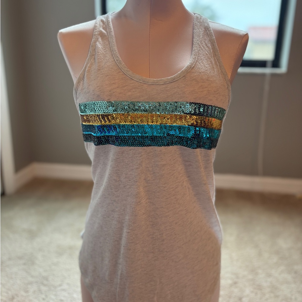 COPY - PINK teal bling tank top